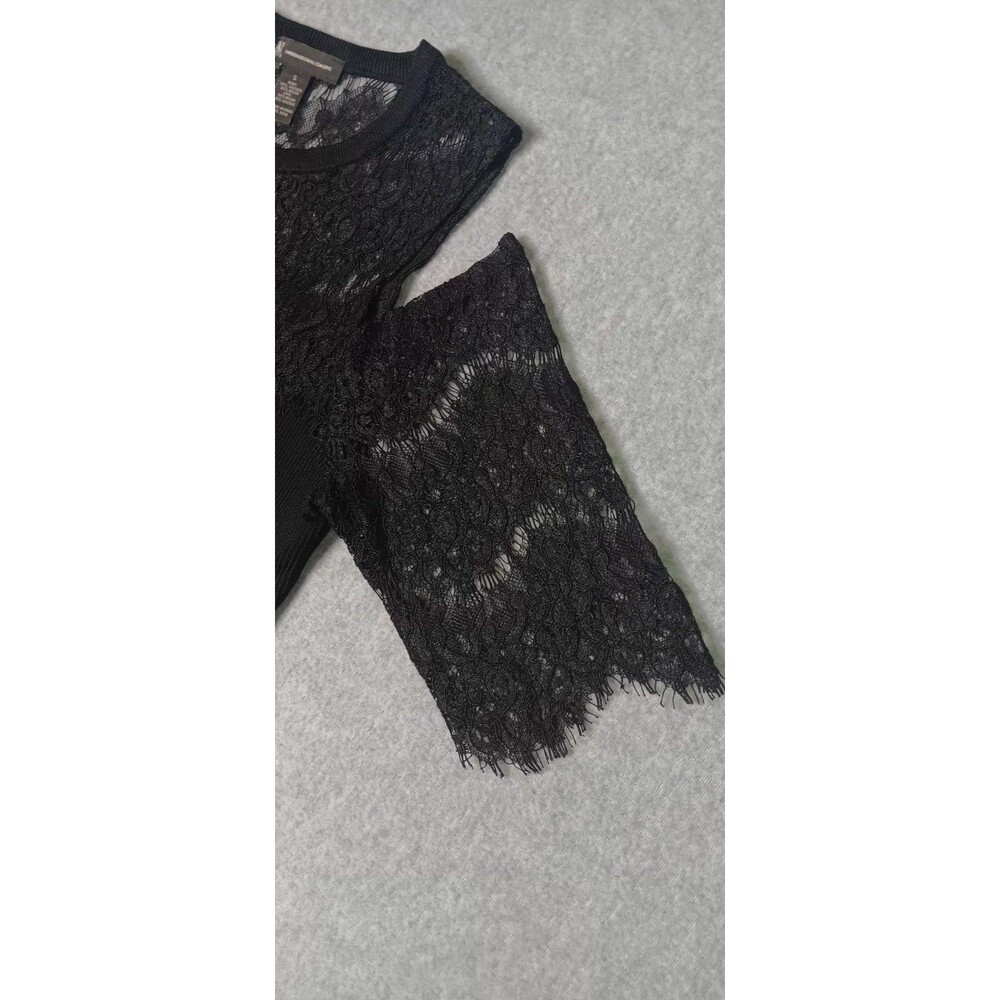International Concepts Cold Shoulder Lace Blouse S Black Whimsigoth Dark Fairy - Picture 6 of 12